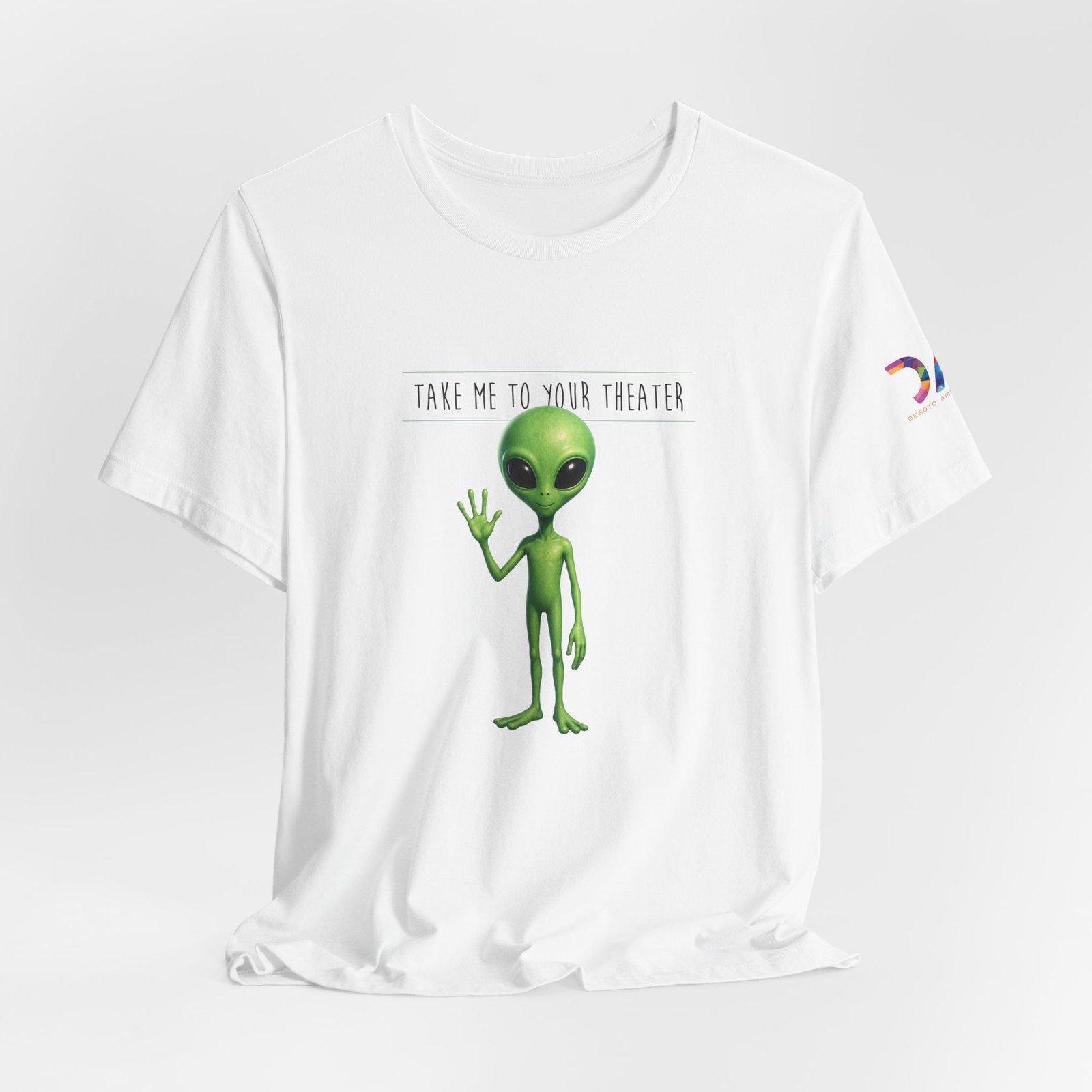 Alien Graphic Tee — “Take Me to Your Theater” Retro Sci‑Fi T‑Shirt swagandstuff.com All Swag Alien Graphic Tee — "Take Me to Your Theater" Retro Sci‑Fi T‑Shirt - Image 4