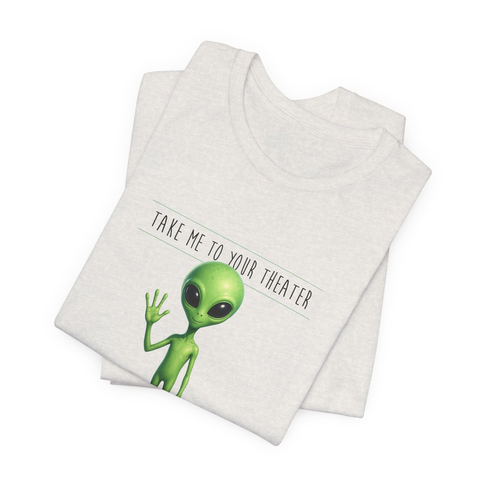 Alien Graphic Tee — “Take Me to Your Theater” Retro Sci‑Fi T‑Shirt swagandstuff.com All Swag Alien Graphic Tee — "Take Me to Your Theater" Retro Sci‑Fi T‑Shirt - Image 12