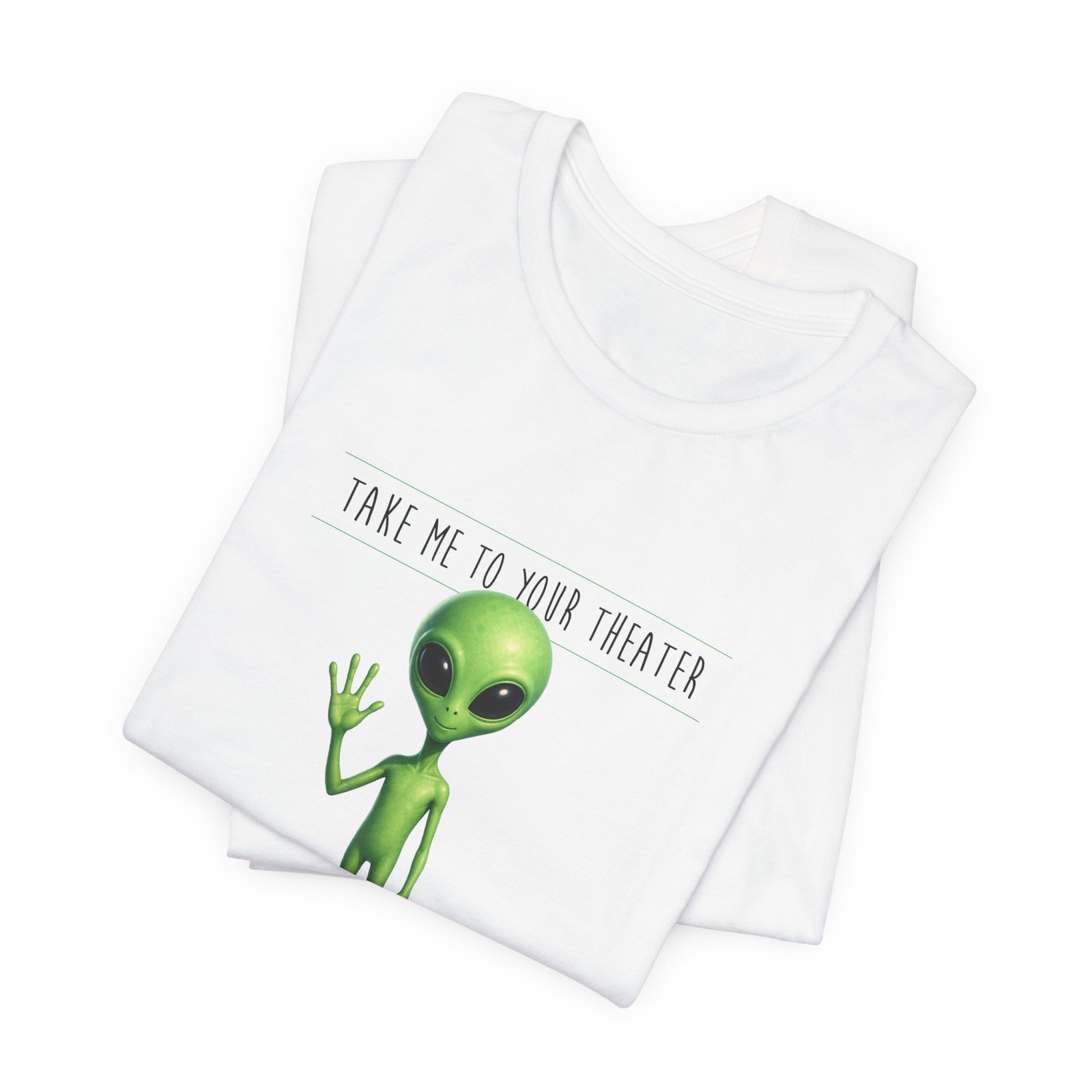 Alien Graphic Tee — “Take Me to Your Theater” Retro Sci‑Fi T‑Shirt swagandstuff.com All Swag Alien Graphic Tee — "Take Me to Your Theater" Retro Sci‑Fi T‑Shirt - Image 3